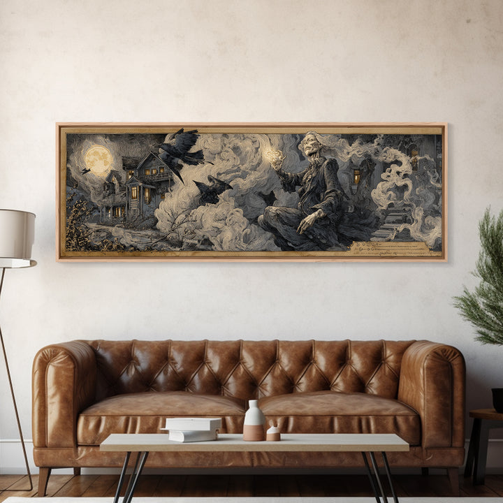 The Tattered Wraith, Victorian Macabre Art, Extra Wide Wall Art, Dark Fantasy Wall Art, Canvas Print, Halloween Wall Art