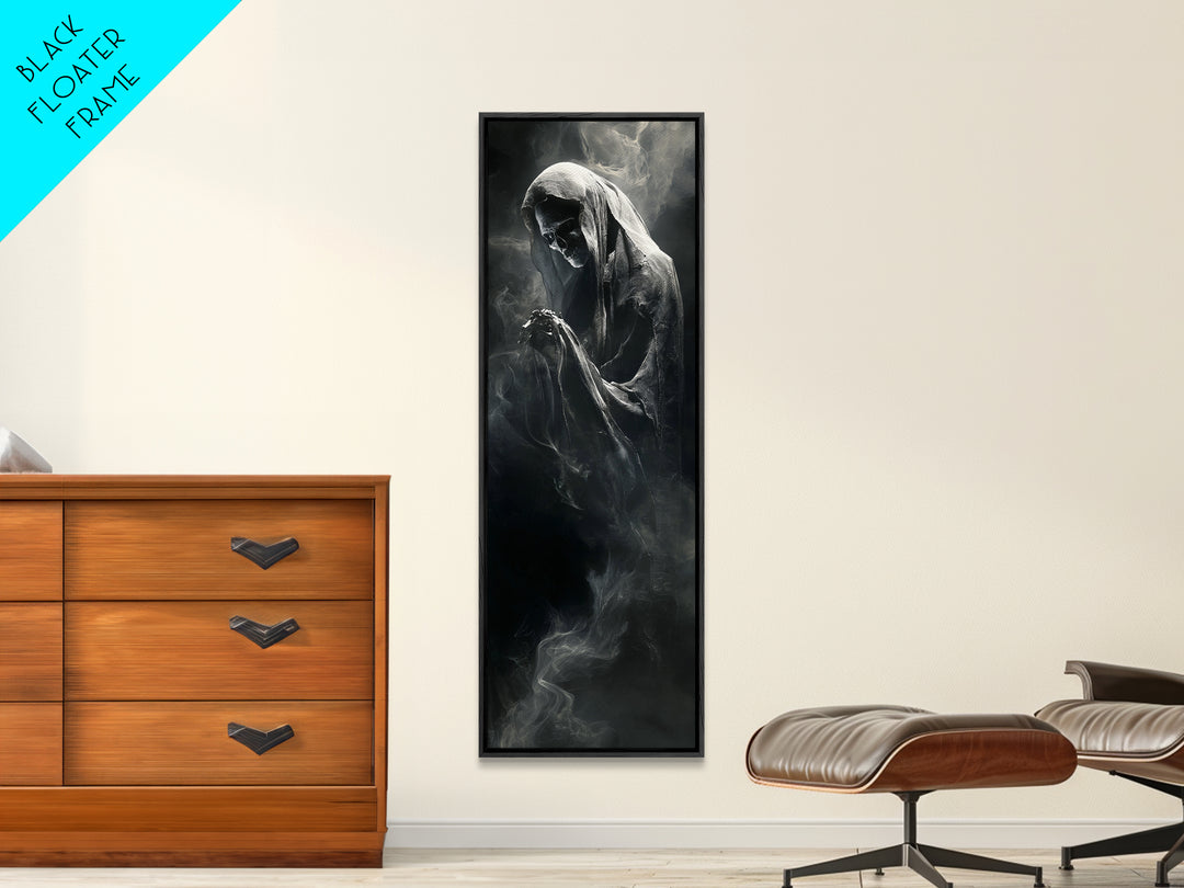 The Tattered Wraith, Biomechanical Horror Art, Tall Narrow Wall Art, Gothic Horror Wall Art, Framed Canvas Print, Halloween Wall Art