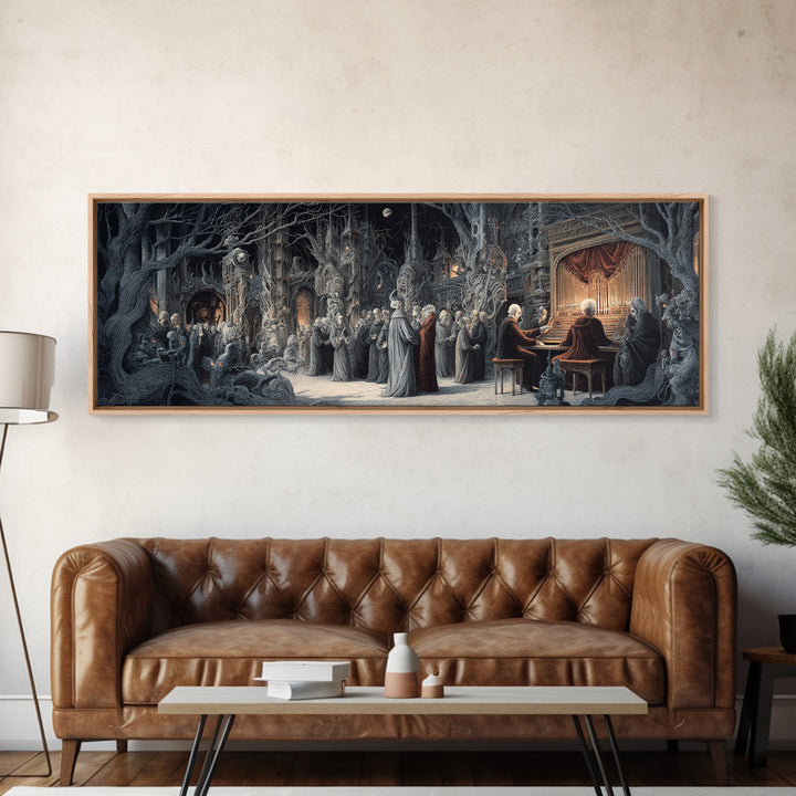 The Phantom Organist, Medieval Grotesque Art, Extra Wide Wall Art, Gothic Horror Wall Art, Canvas Print, Halloween Wall Art