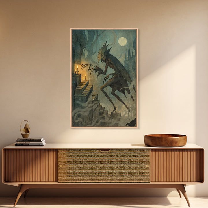 The Phantom Organist, Expressionist Nightmare Art, Vertical Wall Art, Dark Fantasy Wall Art, Framed Canvas Print, Halloween Wall Art
