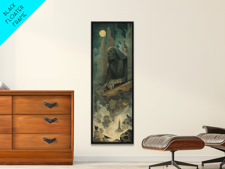 The Phantom Organist, Surreal Apocalyptic Art, Tall Narrow Wall Art, Gothic Horror Wall Art, Canvas Print, Halloween Wall Art