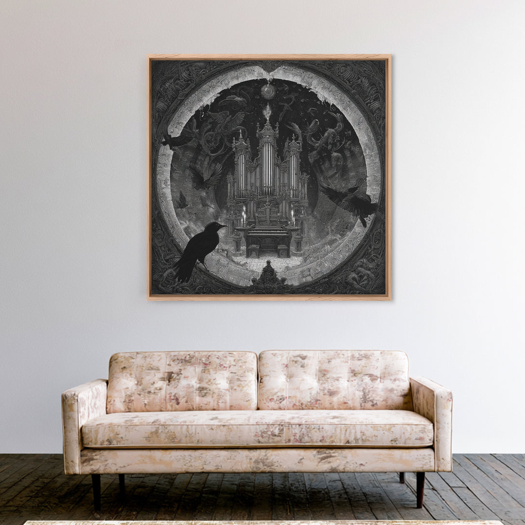 The Phantom Organist, Biomechanical Horror Art, Square Wall Art, Macabre Wall Art, Canvas Print, Halloween Wall Art, Gothic Home Decor