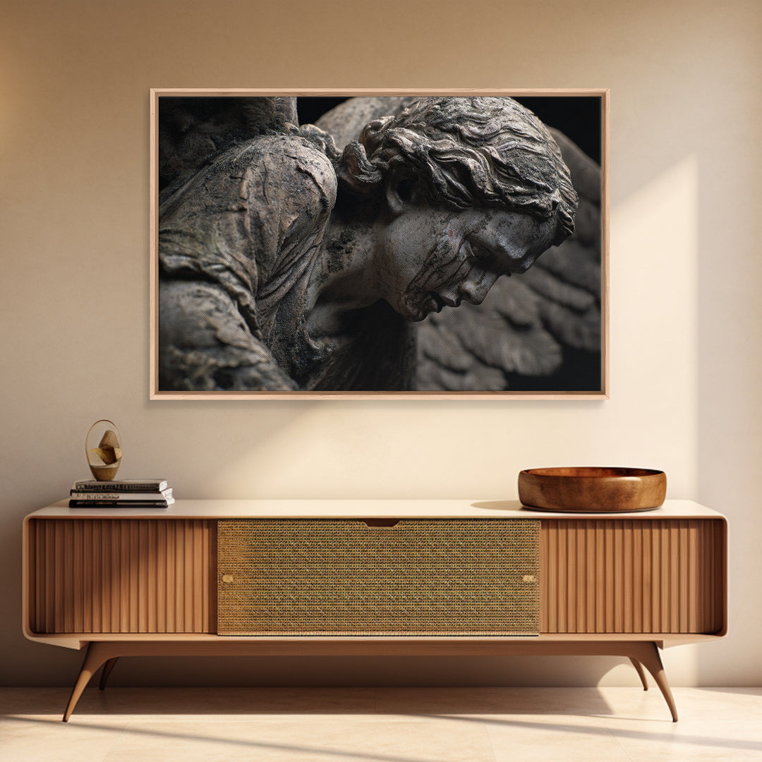 The Weeping Cemetery Angel, Dark Renaissance Art, Landscape Wall Art, Gothic Horror Wall Art, Canvas Print, Halloween Wall Art
