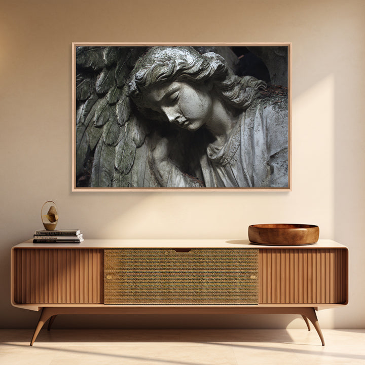 The Weeping Cemetery Angel, Gothic Nightmare Art, Landscape Wall Art, Dark Halloween Decor, Canvas Print, Halloween Wall Art