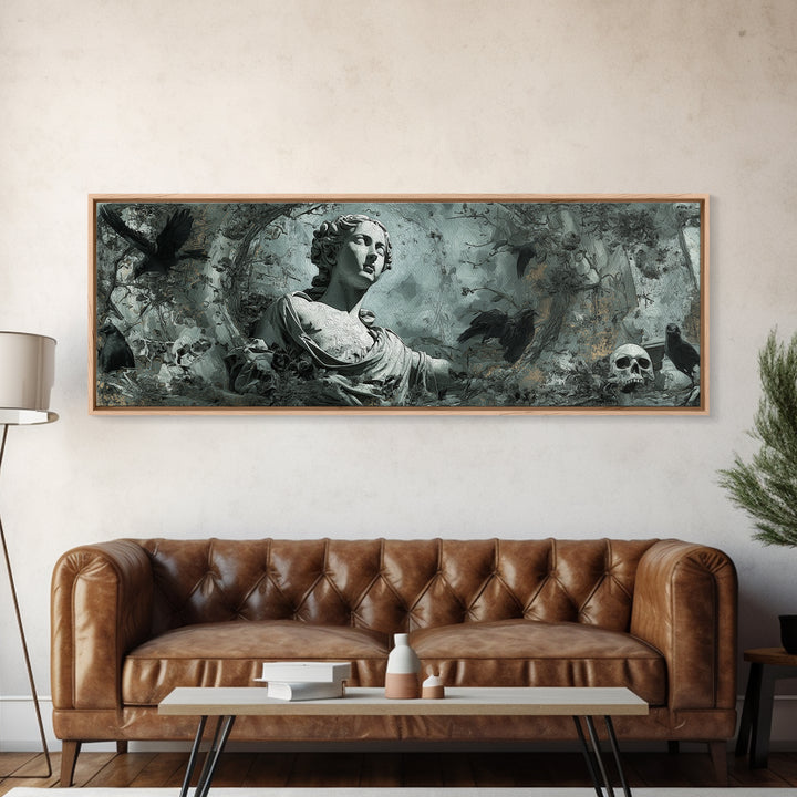 The Weeping Cemetery Angel, Decadent Gothic Art, Extra Wide Wall Art, Macabre Wall Art, Canvas Print, Halloween Wall Art