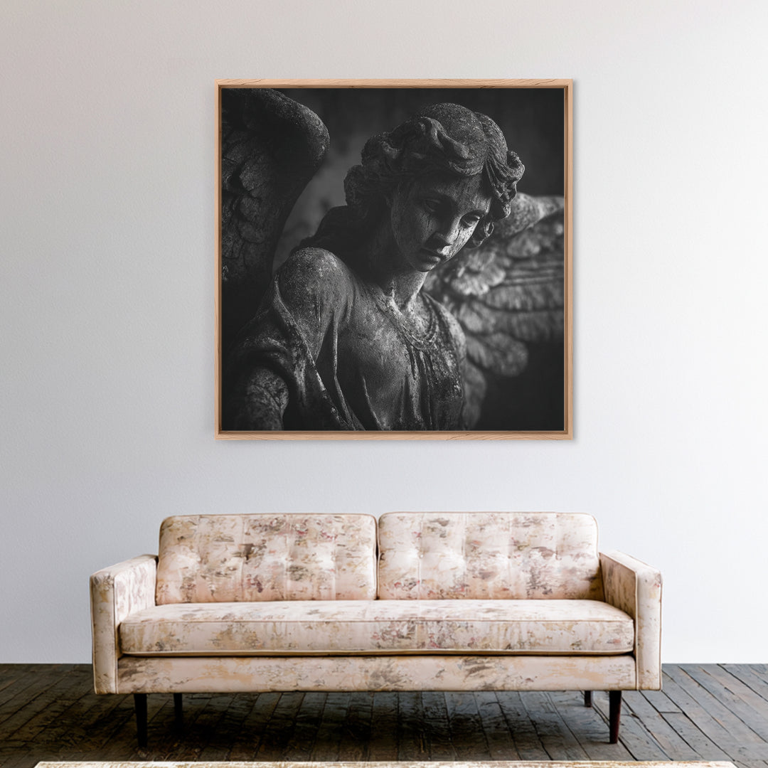 The Weeping Cemetery Angel, Biomechanical Horror Art, Square Wall Art, Gothic Horror Wall Art, Canvas Print, Halloween Wall Art