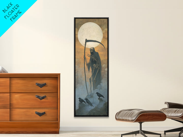 The Fog-Bound Reaper, Surreal Apocalyptic Art, Tall Narrow Wall Art, Gothic Horror Wall Art, Framed Canvas Print, Halloween Wall Art