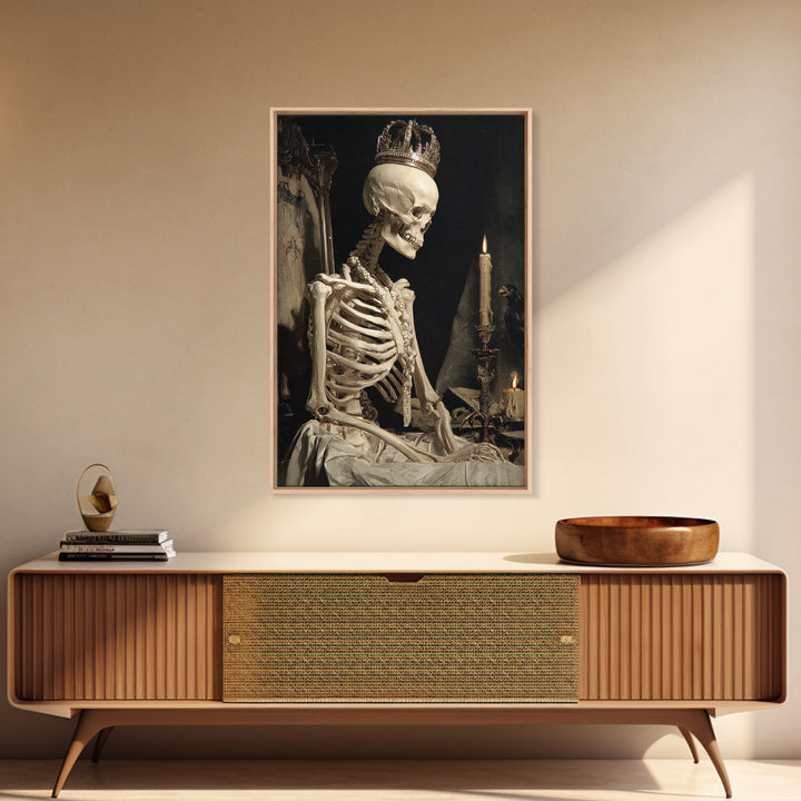The Bone Queen, Dark Renaissance Art, Vertical Wall Art, Macabre Wall Art, Canvas Print, Halloween Wall Art