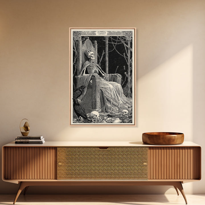The Bone Queen, Renaissance Engraving Art, Vertical Wall Art, Macabre Wall Art, Canvas Print, Halloween Wall Art, Halloween Decor