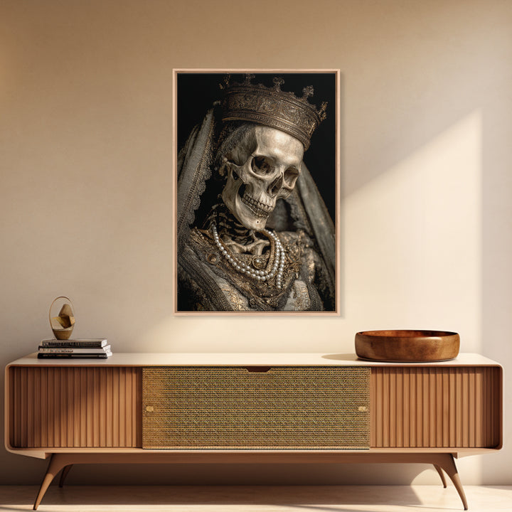 The Bone Queen, Dark Romantic Horror Art, Vertical Wall Art, Dark Fantasy Wall Art, Framed Canvas Print, Halloween Wall Art