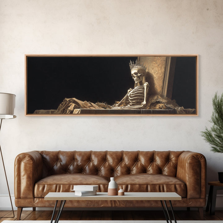 The Bone Queen, Visionary Gothic Art, Extra Wide Wall Art, Dark Halloween Decor, Canvas Print, Halloween Wall Art, Dark Fantasy Art