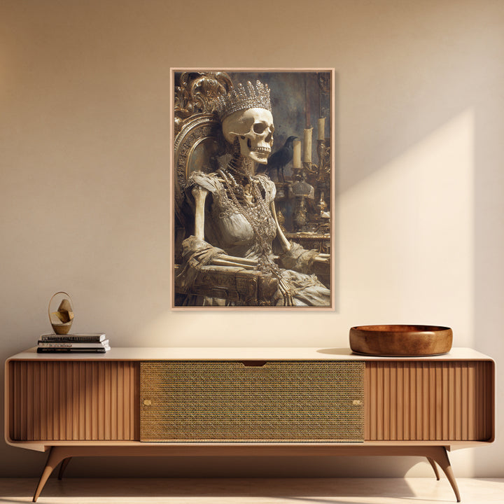 The Bone Queen, Ornate Symbolist Art, Vertical Wall Art, Dark Fantasy Wall Art, Canvas Print, Halloween Wall Art, Horror Wall Art