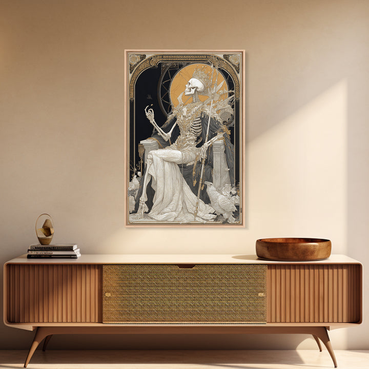 The Bone Queen, Symbolist Death Art, Vertical Wall Art, Macabre Wall Art, Canvas Print, Halloween Wall Art, Gothic Home Decor