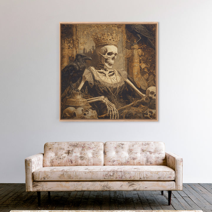 The Bone Queen, Symbolist Etching Art, Square Wall Art, Dark Fantasy Wall Art, Canvas Print, Halloween Wall Art, Horror Wall Art