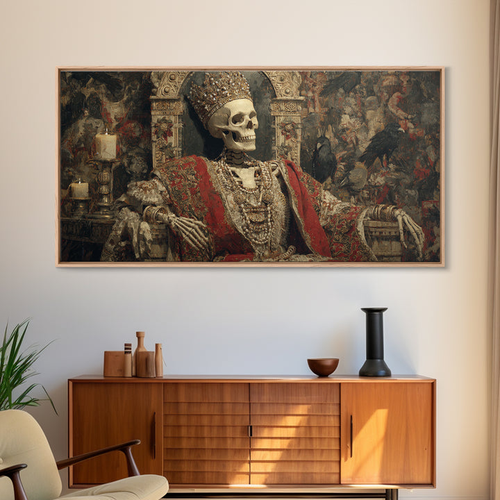 The Bone Queen, Grotesque Carnival Art, Wide Panoramic Art, Gothic Horror Wall Art, Framed Canvas Print, Halloween Wall Art