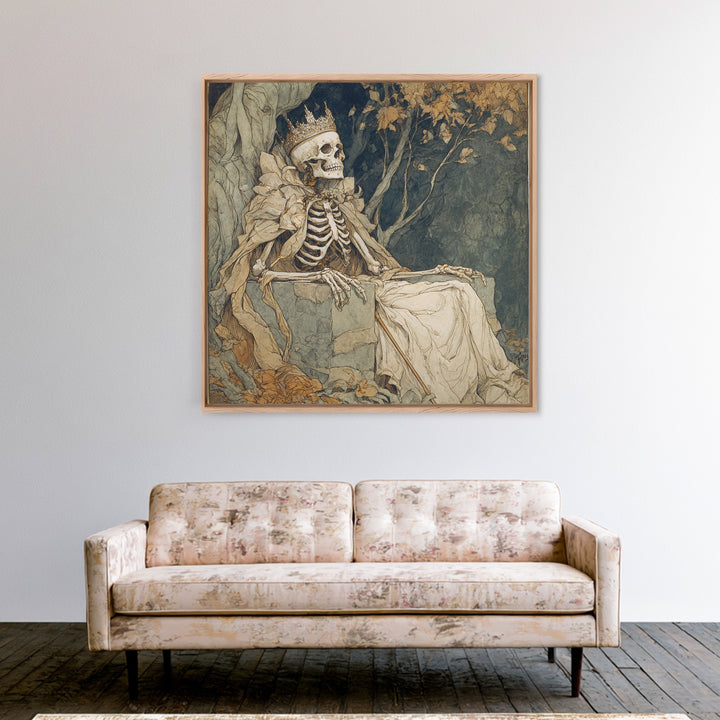 The Bone Queen, Gothic Storybook Art, Square Wall Art, Gothic Horror Wall Art, Canvas Print, Halloween Wall Art, Gothic Home Decor