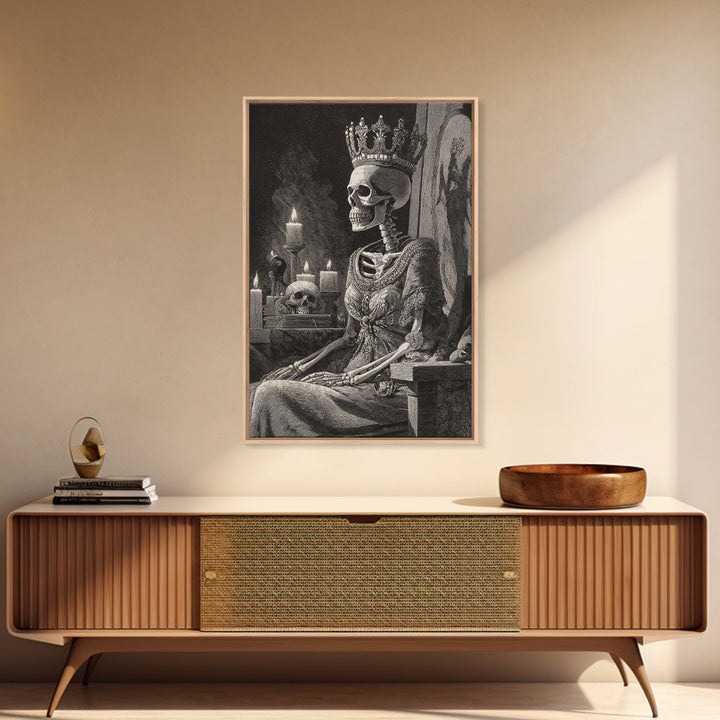 The Bone Queen, Victorian Macabre Art, Vertical Wall Art, Macabre Wall Art, Framed Canvas Print, Halloween Wall Art