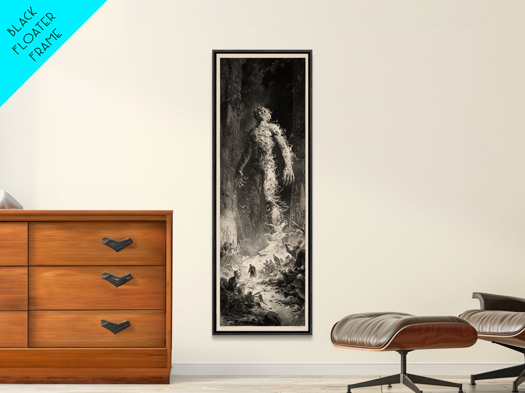 The Candlewax Man, Gothic Engraving Art, Tall Narrow Wall Art, Gothic Horror Wall Art, Framed Canvas Print, Halloween Wall Art