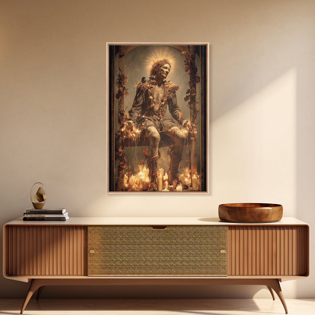 The Candlewax Man, Dark Renaissance Art, Vertical Wall Art, Dark Fantasy Wall Art, Canvas Print, Halloween Wall Art