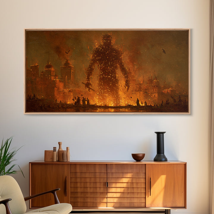 The Candlewax Man, Apocalyptic Romantic Art, Wide Panoramic Art, Dark Fantasy Wall Art, Framed Canvas Print, Halloween Wall Art