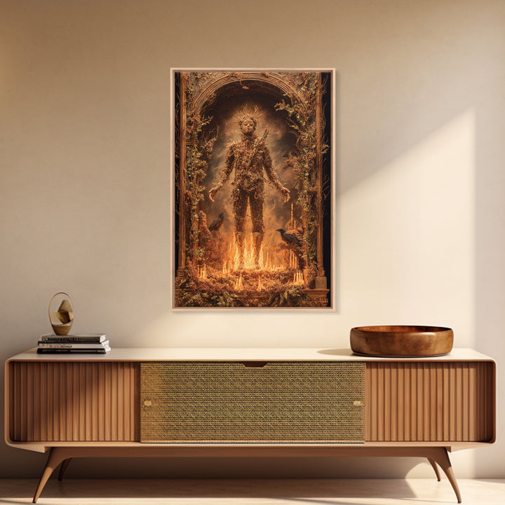The Candlewax Man, Ornate Symbolist Art, Vertical Wall Art, Dark Halloween Decor, Framed Canvas Print, Halloween Wall Art