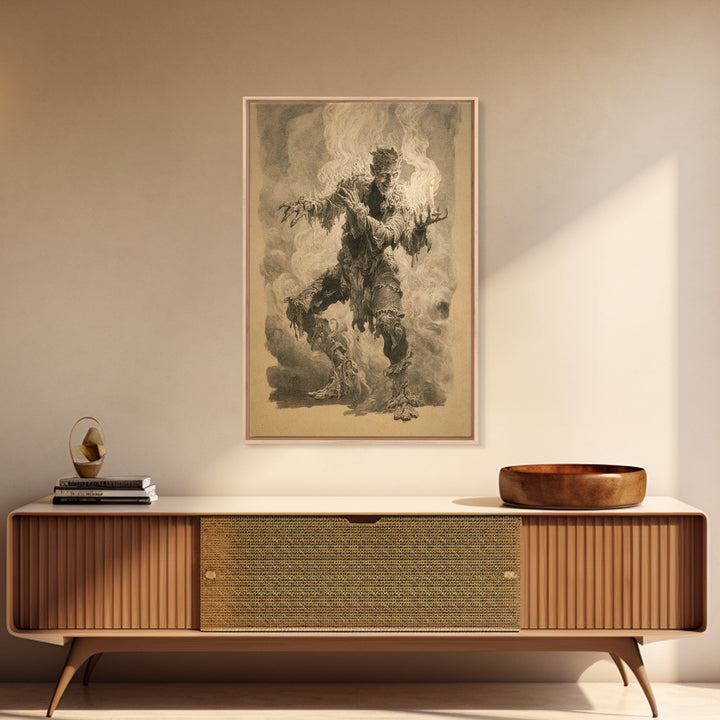 The Candlewax Man, Decadent Gothic Art, Vertical Wall Art, Dark Fantasy Wall Art, Framed Canvas Print, Halloween Wall Art