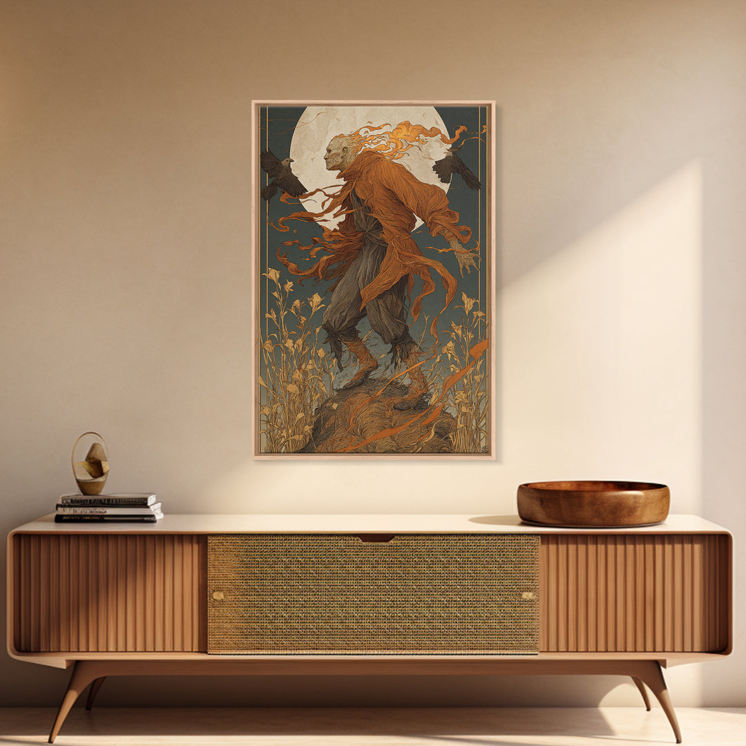 The Candlewax Man, Symbolist Death Art, Vertical Wall Art, Macabre Wall Art, Framed Canvas Print, Halloween Wall Art