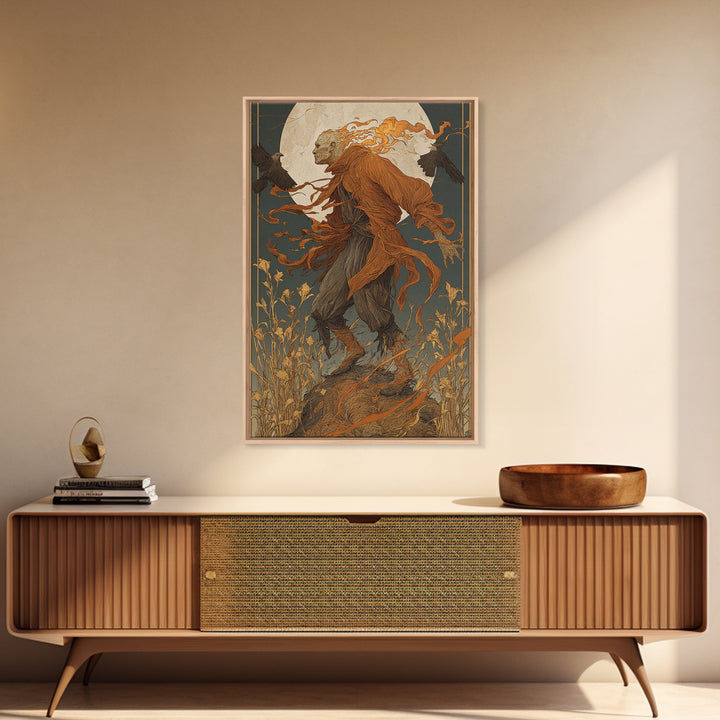 The Candlewax Man, Symbolist Death Art, Vertical Wall Art, Macabre Wall Art, Framed Canvas Print, Halloween Wall Art