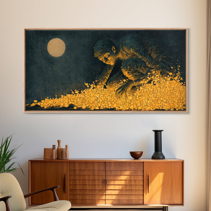 The Candlewax Man, Expressionist Nightmare Art, Wide Panoramic Art, Dark Halloween Decor, Canvas Print, Halloween Wall Art