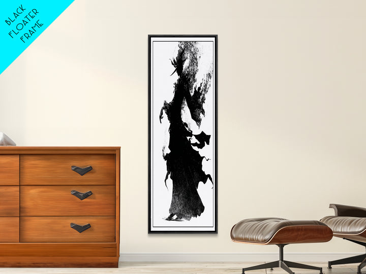The Candlewax Man, Decadent Line Art, Vertical Wall Art, Dark Fantasy Wall Art, Framed Canvas Print, Halloween Wall Art