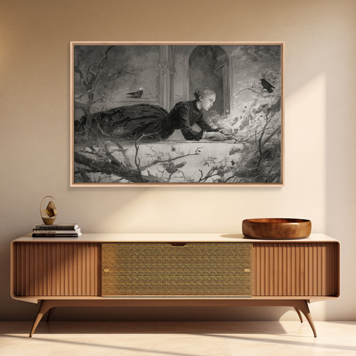 The Attic Whisperer, Symbolist Dream Art, Landscape Wall Art, Macabre Wall Art, Canvas Print, Halloween Wall Art, Halloween Decor