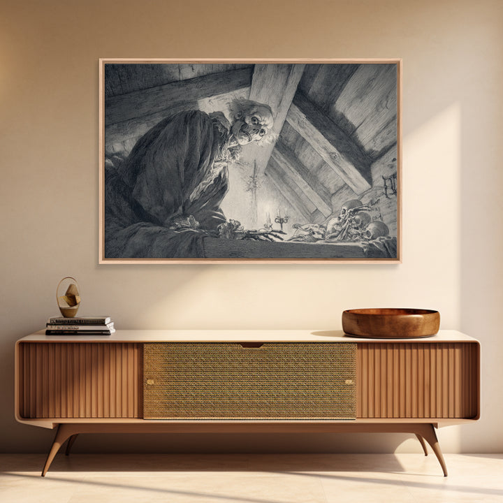 The Attic Whisperer, Decadent Gothic Art, Landscape Wall Art, Dark Halloween Decor, Canvas Print, Halloween Wall Art