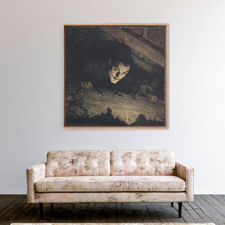 The Attic Whisperer, Dark Symbolist Art, Square Wall Art, Gothic Horror Wall Art, Canvas Print, Halloween Wall Art