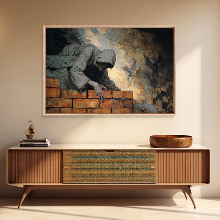 The Chimney Phantom, Dark Renaissance Art, Landscape Wall Art, Dark Fantasy Wall Art, Canvas Print, Halloween Wall Art
