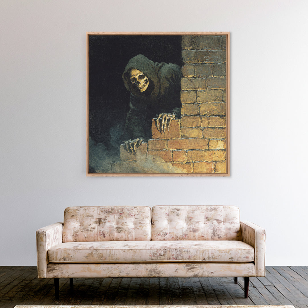 The Chimney Phantom, Danse Macabre Art, Square Wall Art, Gothic Horror Wall Art, Framed Canvas Print, Halloween Wall Art