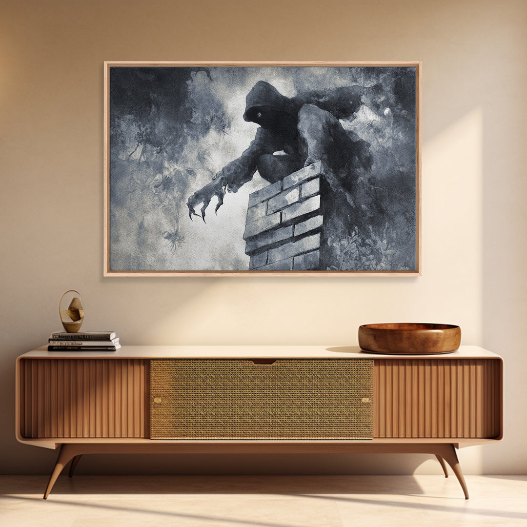 The Chimney Phantom, Symbolist Dream Art, Landscape Wall Art, Dark Fantasy Wall Art, Canvas Print, Halloween Wall Art