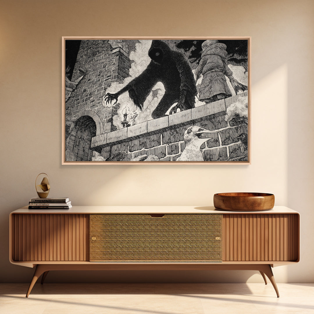 The Chimney Phantom, Victorian Macabre Art, Landscape Wall Art, Gothic Horror Wall Art, Canvas Print, Halloween Wall Art