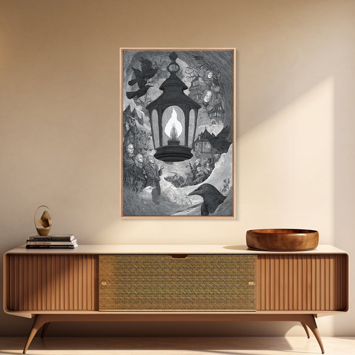 The Lantern Specter, Victorian Macabre Art, Vertical Wall Art, Dark Fantasy Wall Art, Canvas Print, Halloween Wall Art