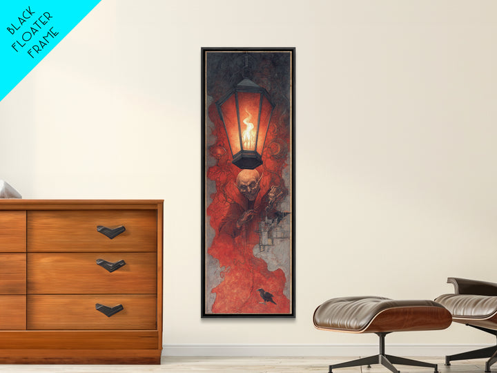 The Lantern Specter, Surreal Apocalyptic Art, Tall Narrow Wall Art, Gothic Horror Wall Art, Canvas Print, Halloween Wall Art