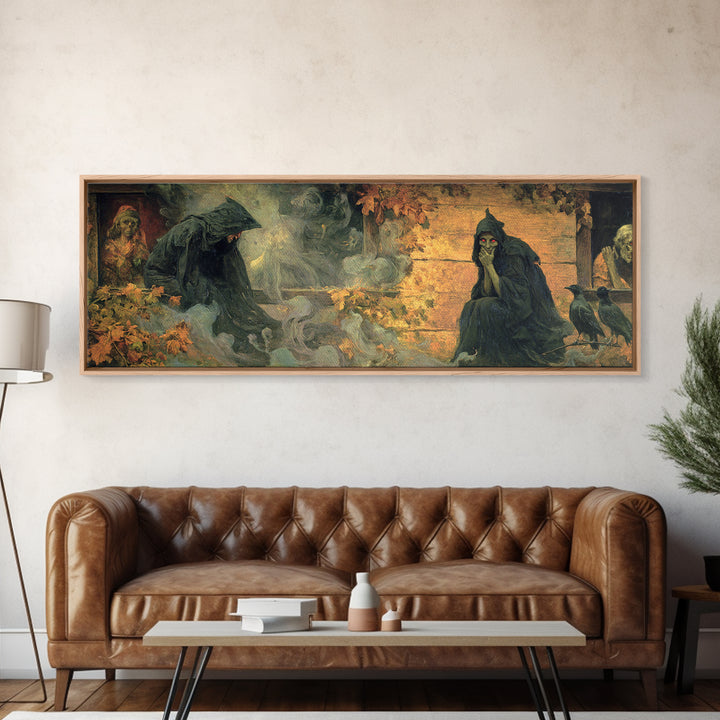The Red-Eyed Night Hag, Dark Symbolist Art, Extra Wide Wall Art, Dark Fantasy Wall Art, Framed Canvas Print, Halloween Wall Art