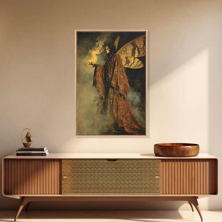 The Velvet Moth Witch, Decadent Gothic Art, Vertical Wall Art, Macabre Wall Art, Canvas Print, Halloween Wall Art, Horror Wall Art