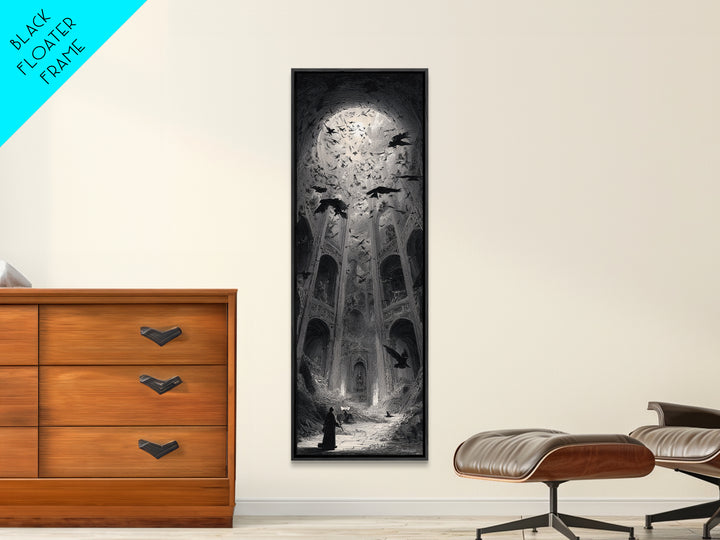 The Ghostly Groom, Gothic Engraving Art, Tall Narrow Wall Art, Gothic Horror Wall Art, Canvas Print, Halloween Wall Art