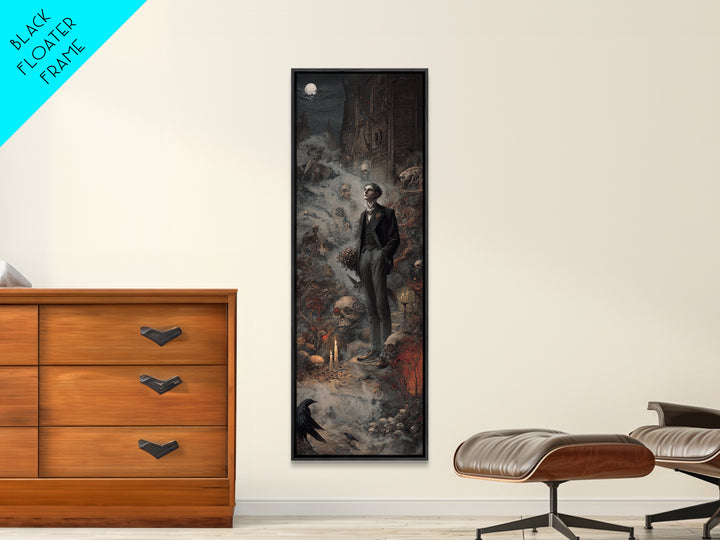 The Ghostly Groom, Medieval Grotesque Art, Tall Narrow Wall Art, Dark Halloween Decor, Canvas Print, Halloween Wall Art