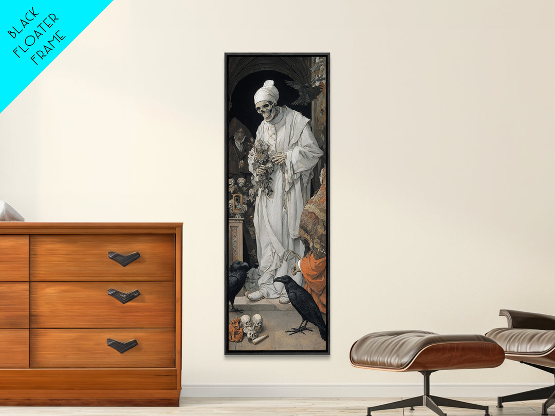 The Ghostly Groom, Danse Macabre Art, Tall Narrow Wall Art, Gothic Horror Wall Art, Framed Canvas Print