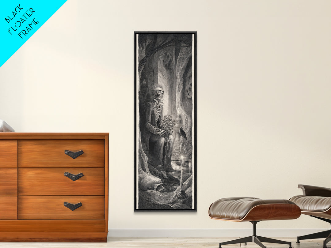 The Ghostly Groom, Expressionist Nightmare Art, Tall Narrow Wall Art, Dark Halloween Decor, Framed Canvas Print, Halloween Wall Art