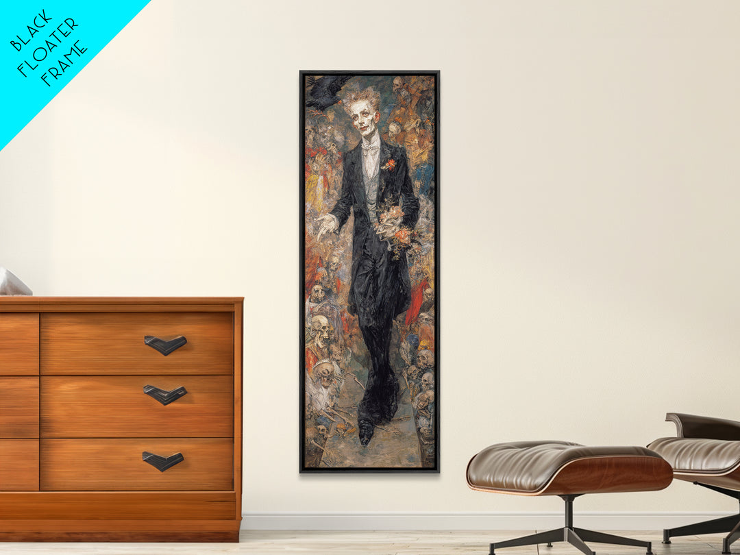The Ghostly Groom, Grotesque Carnival Art, Tall Narrow Wall Art, Dark Fantasy Wall Art, Canvas Print, Halloween Wall Art, Horror Wall Art