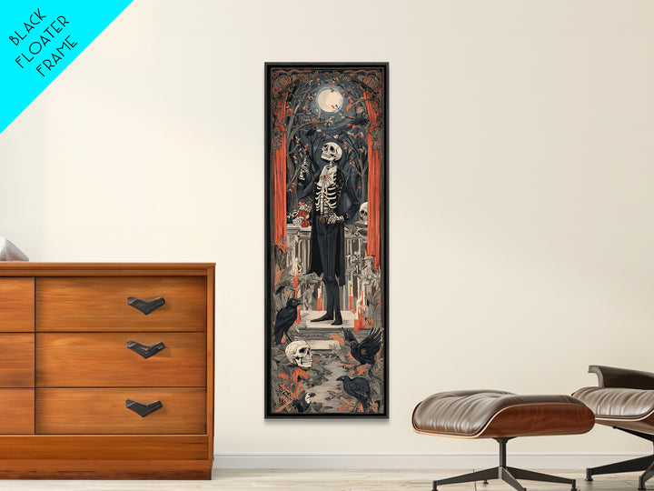 The Ghostly Groom, Macabre Folk Print Art, Tall Narrow Wall Art, Dark Fantasy Wall Art, Canvas Print, Halloween Wall Art
