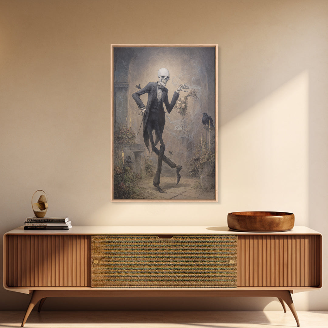 The Ghostly Groom, Victorian Macabre Art, Vertical Wall Art, Dark Halloween Decor, Framed Canvas Print, Halloween Wall Art