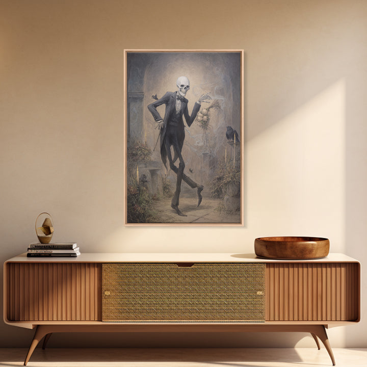 The Ghostly Groom, Victorian Macabre Art, Vertical Wall Art, Dark Halloween Decor, Framed Canvas Print, Halloween Wall Art