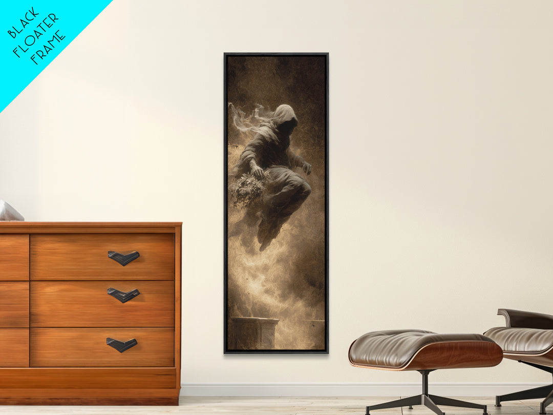 The Ghostly Groom, Surreal Apocalyptic Art, Tall Narrow Wall Art, Macabre Wall Art, Canvas Print, Halloween Wall Art
